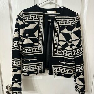 Alice + Olivia Black and White Geometric Jacket, XS